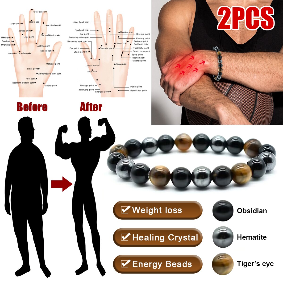 2PCS/Set Triple Protection Bra - Coordinates Bracelet recension och pris