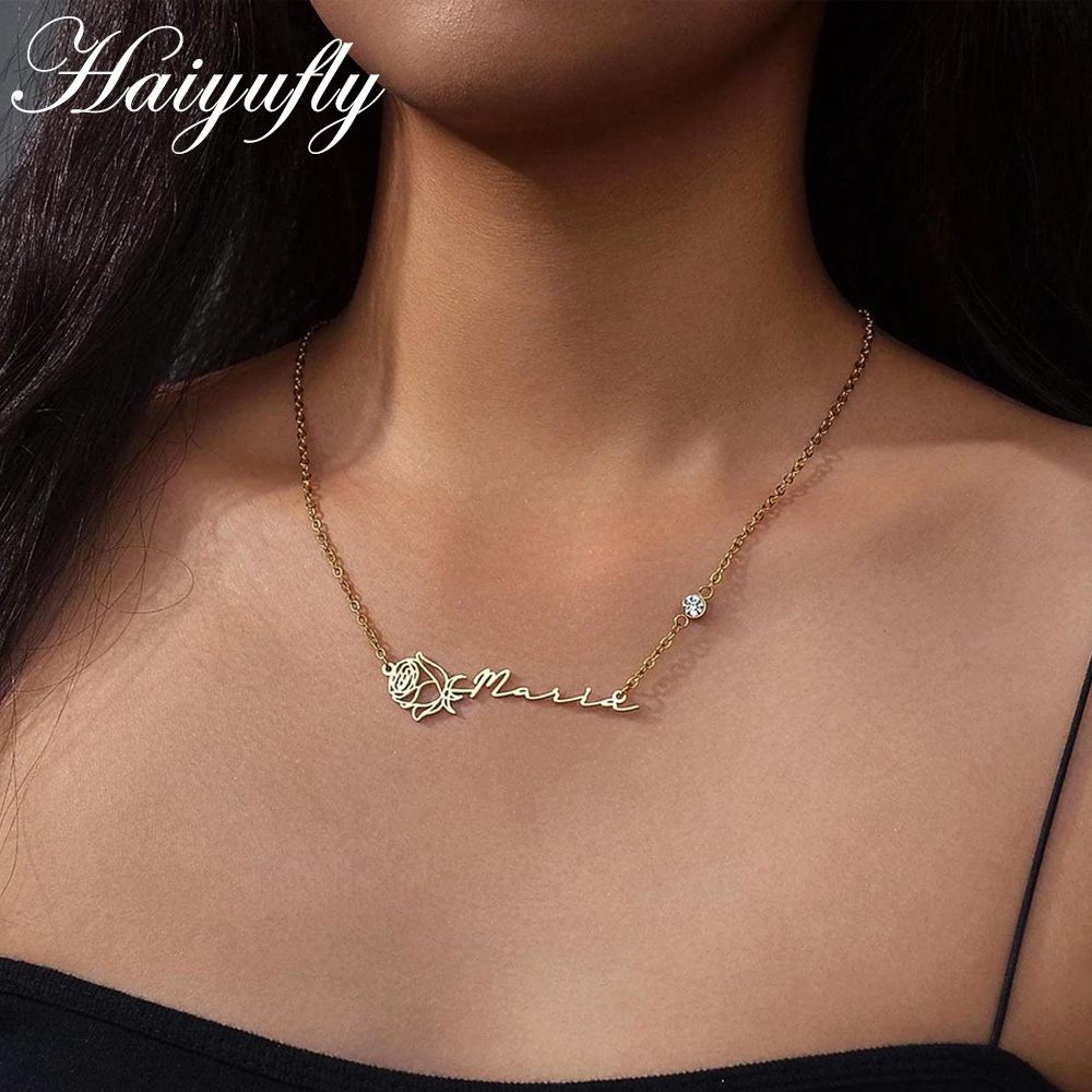 Haiyufly Personalized Custom N - Birth Flower Necklace recension och pris